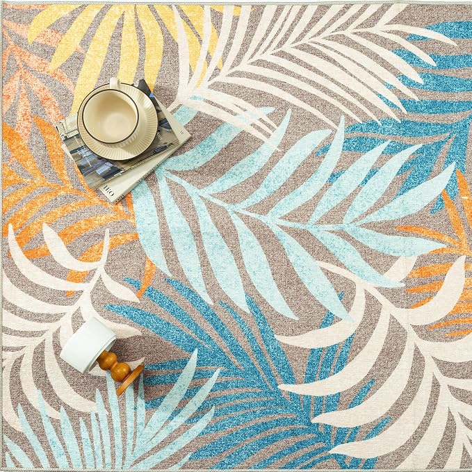 8x10 Indoor Outdoor Area Rug Washable Patio Rug Brown Non Slip Non Shedding - Image 9