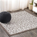 JONATHAN Y Vintage Filigree Indoor Outdoor Square Area Rug 5X5 Taupe/Espresso by JONATHANY