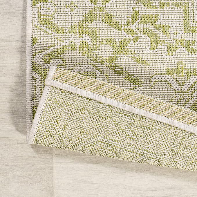 JONATHAN Y Boho Medallion Indoor Outdoor Area Rug 9X12 Cream/Green, Estrella - Image 5