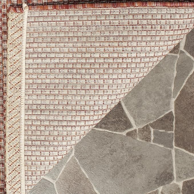 SAFAVIEH Courtyard Collection 4' x 5'7' Red/Beige CY8521 Indoor/ Outdoor Patio - Image 4