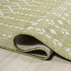 JONATHAN Y Moroccan Geometric Indoor Outdoor Area Rug 5X8 Light Green/Cream - Image 6