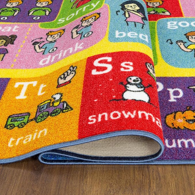 KC Cubs 8x10 ABC Alphabet ASL Sign Language Rug – Educational Non-Slip Carpet - Image 8