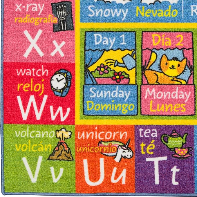 KC Cubs Bilingual Educational Kids Rug – English & Spanish ABC, Seasons & Days - Image 3