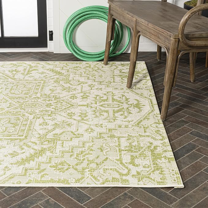 JONATHAN Y Boho Medallion Indoor Outdoor Area Rug 8X10 Cream/Green, Estrella - Image 11