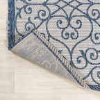 JONATHAN Y Vintage Filigree Indoor Outdoor Area Rug 8X10 Blue/Cream, Madrid - Image 4