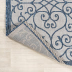JONATHAN Y Vintage Filigree Indoor Outdoor Square Area Rug 5X5 Blue/Cream - Image 3