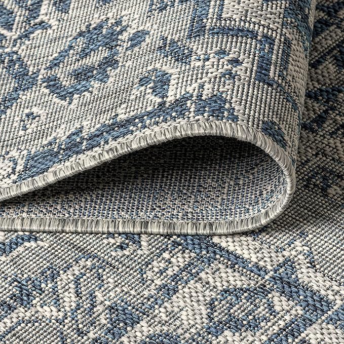 JONATHAN Y Boho Medallion Indoor Outdoor Round Area Rug 8 Ft Navy/Gray - Image 5