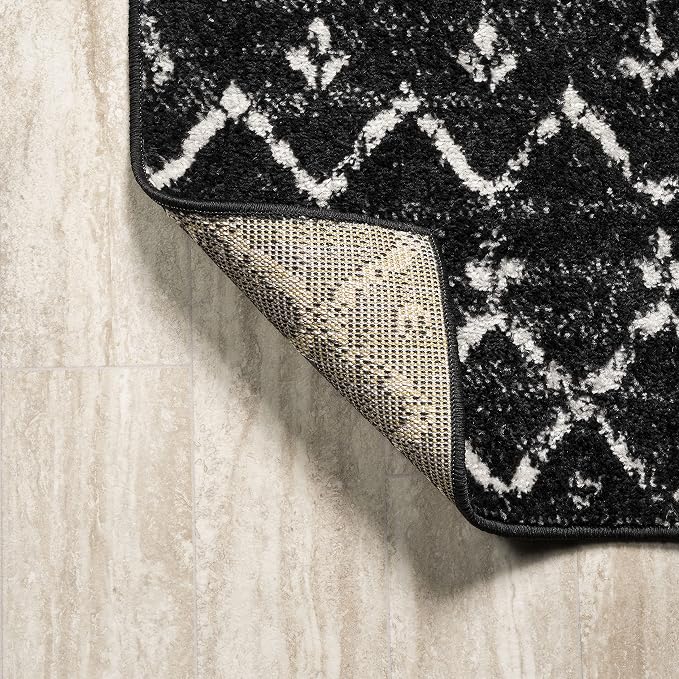 JONATHAN Y Boho Vintage Diamond Black/Ivory Square Area Rug 3X3 ft, Moroccan - Image 5