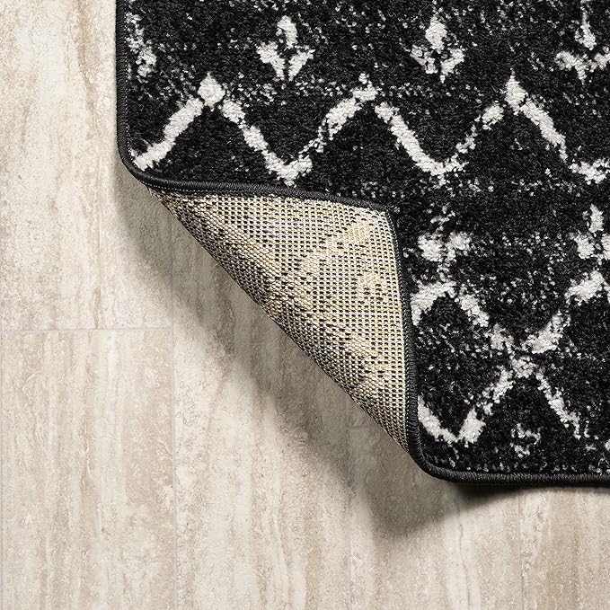 JONATHAN Y Boho Vintage Diamond Black/Ivory Round Area Rug 8 ft, Moroccan Hype - Image 6