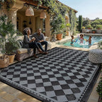 HUGEAR Outdoor Waterproof Rug 8'x10' Plastic Straw Rugs Washable Reversible by HUGEAR