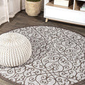 JONATHAN Y Vintage Filigree Indoor Outdoor Round Area Rug 9 Ft Taupe/Espresso by JONATHANY
