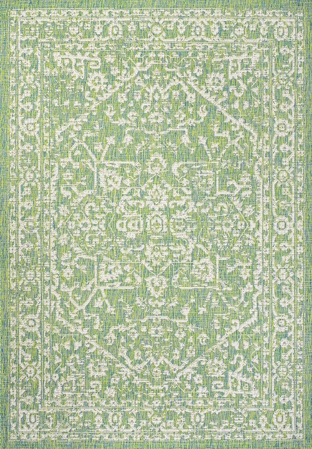 JONATHAN Y Boho Medallion Indoor Outdoor Area Rug 3X5 Cream/Green, Malta - Image 9