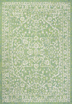 JONATHAN Y Boho Medallion Indoor Outdoor Area Rug 5X8 Cream/Green, Malta - Image 9