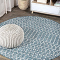 JONATHAN Y Moroccan Geometric Indoor Outdoor Round Area Rug 8 Ft Teal/Gray by JONATHANY