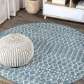 JONATHAN Y Moroccan Geometric Indoor Outdoor Round Area Rug 4 Ft Teal/Gray by JONATHANY