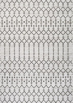 JONATHAN Y Moroccan Geometric Indoor Outdoor Area Rug 5X8 Cream/Black, Ourika - Image 9