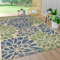 JONATHAN Y Floral Textured Weave Indoor Outdoor Area Rug 3X5 Navy/Green by JONATHANY