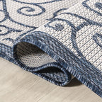 JONATHAN Y Vintage Filigree Indoor Outdoor Area Rug 8X10 Blue/Cream, Madrid - Image 5