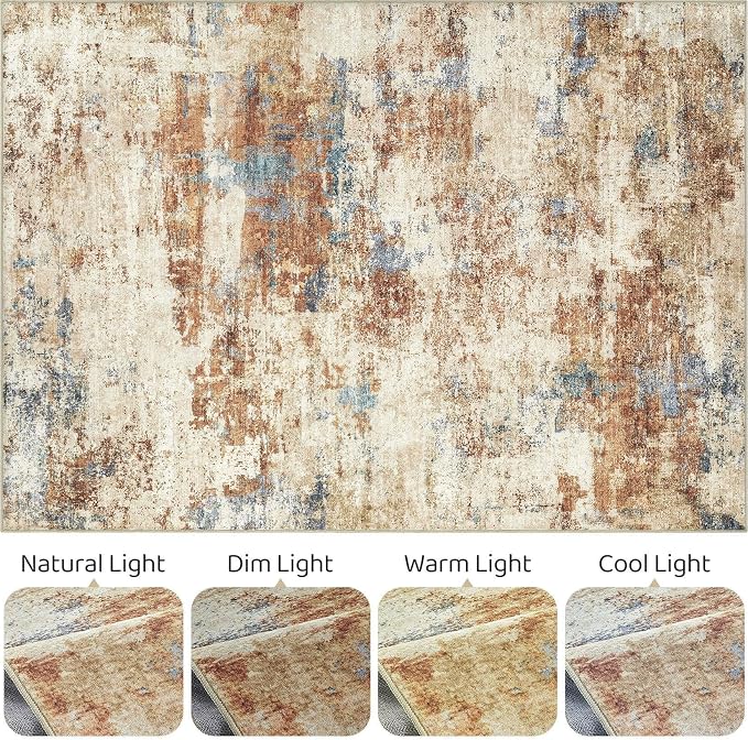 6x9 Area Rugs Washable Rug: Large Abstract Modern Soft Stain Resistant Indoor - Image 9