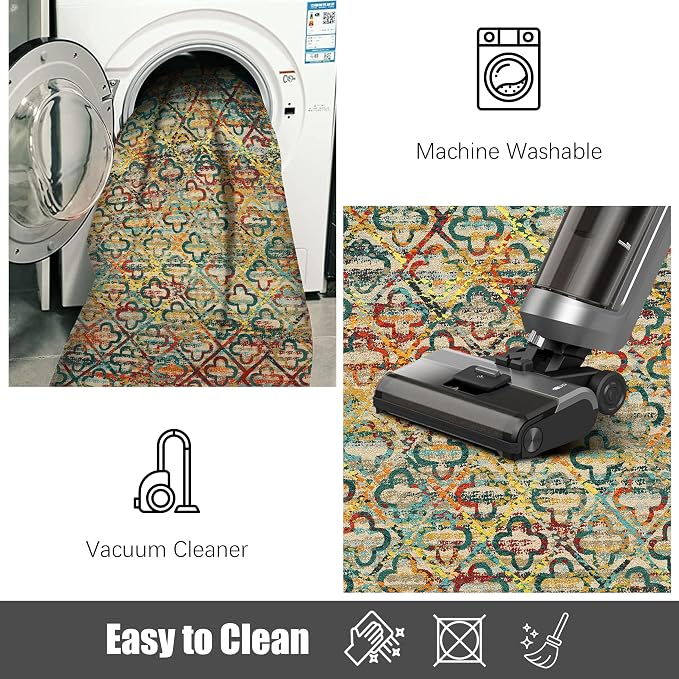 RUGSURE Washable Area Rugs, Pet & Child Friendly, Vibrant Colors Rugs - Image 7
