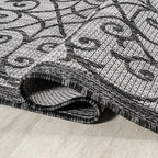 JONATHAN Y Vintage Filigree Indoor Outdoor Area Rug 6X9 Light Gray/Black - Image 5