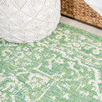 JONATHAN Y Boho Medallion Indoor Outdoor Square Area Rug 5X5 Cream/Green - Image 3