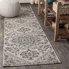 JONATHAN Y Boho Medallion Indoor Outdoor Runner Rug 2X8 Black/Gray, Estrella by JONATHANY