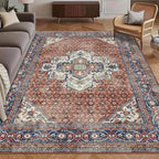 Washable Area Rug 4' x 6' Vintage Traditional Persian Mat by Unknown