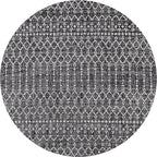JONATHAN Y Moroccan Geometric Indoor Outdoor Round Area Rug 8 Ft Black/Gray - Image 9