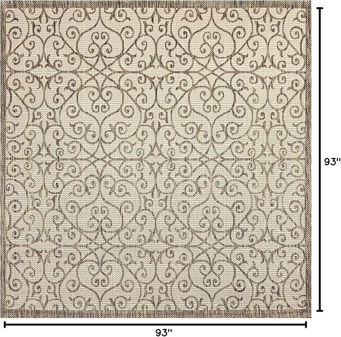 JONATHAN Y Vintage Filigree Indoor Outdoor Square Area Rug 8X8 Beige/Brown - Image 2
