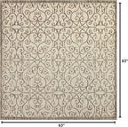 JONATHAN Y Vintage Filigree Indoor Outdoor Square Area Rug 8X8 Beige/Brown - Image 2