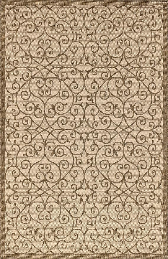 JONATHAN Y Vintage Filigree Indoor Outdoor Area Rug 6X9 Beige/Brown, Madrid - Image 8