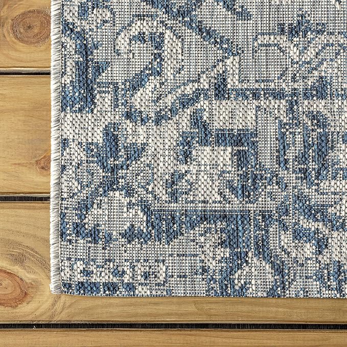 JONATHAN Y Boho Medallion Indoor Outdoor Square Area Rug 5X5 Navy/Gray - Image 7