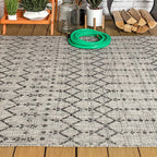 JONATHAN Y Moroccan Geometric Indoor Outdoor Area Rug 3X5 Light Gray/Black - Image 10