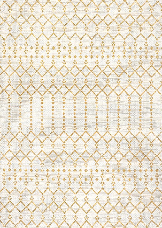 JONATHAN Y Moroccan Geometric Indoor Outdoor Area Rug 9X12 Cream/Yellow - Image 9