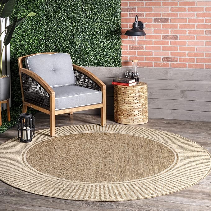 Nuloom Asha Light Brown/Ivory, Striped Border, Soft and Cozy, High Traffic - Image 4