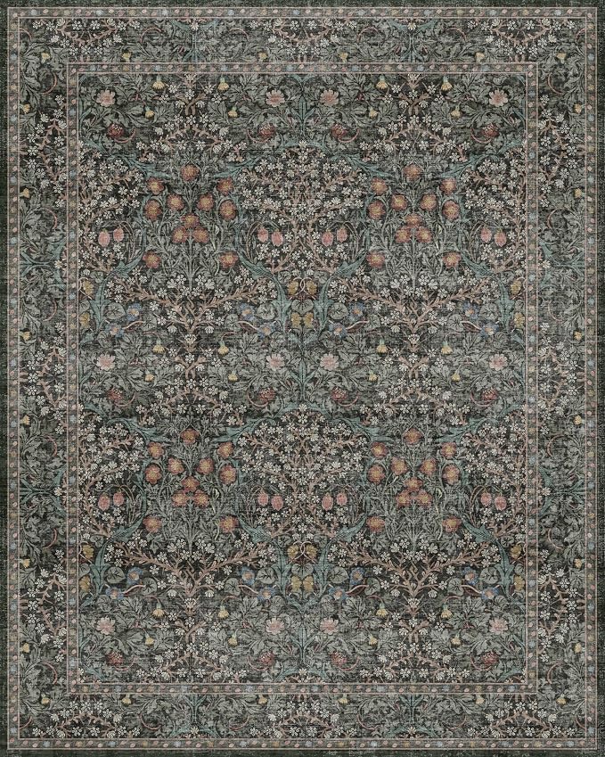 Washable Dark Green 10x12 Rug for Living Room - Image 3