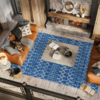 JONATHAN Y Boho Vintage Diamond Blue/White Indoor Area Rug 8X10 ft, Moroccan - Image 5