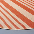 SAFAVIEH Courtyard Collection 4' Round Terracotta/Beige CY6062 Stripe Indoor/ - Image 4