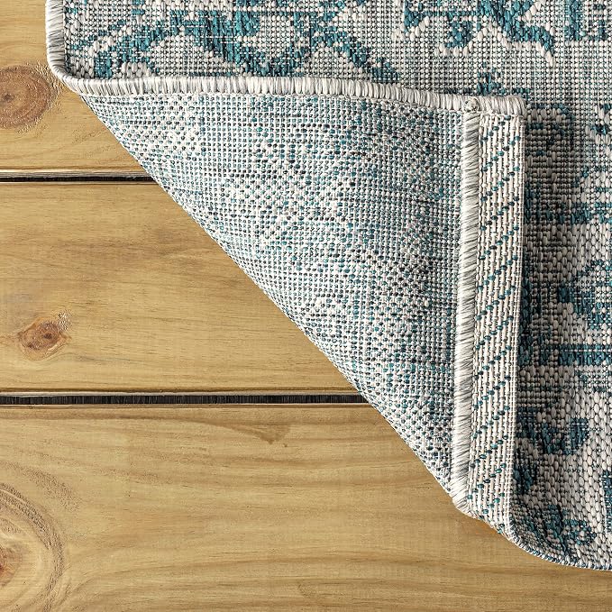 JONATHAN Y Boho Medallion Indoor Outdoor Area Rug 9X12 Teal/Gray, Estrella - Image 4