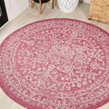 JONATHAN Y Boho Medallion Indoor Outdoor Round Area Rug 5 Ft Fuchsia/Light Gray by JONATHANY