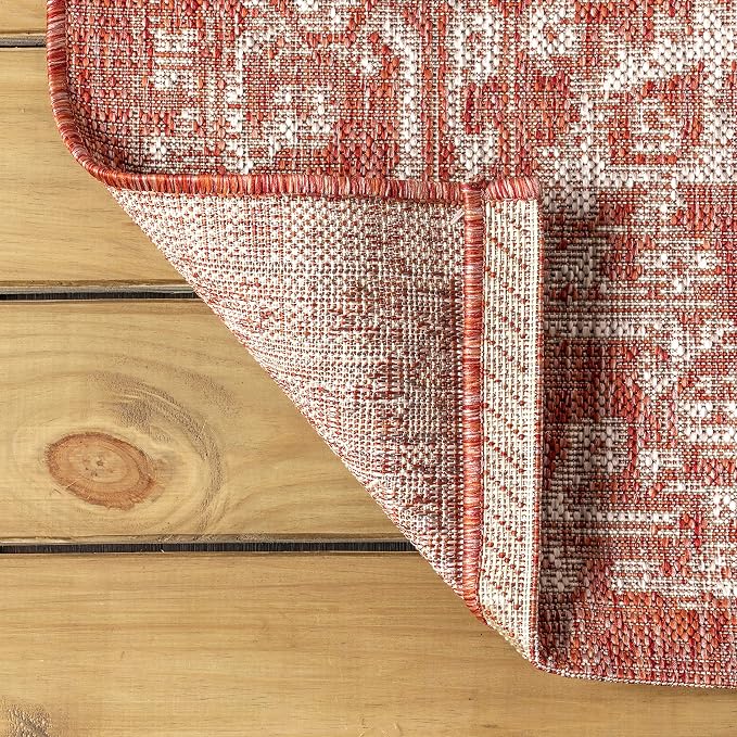 JONATHAN Y Boho Medallion Indoor Outdoor Runner Rug 2X8 Red/Taupe, Malta - Image 6