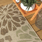 JONATHAN Y Floral Textured Weave Indoor Outdoor Runner Rug 2X10 Sage/Brown - Image 4
