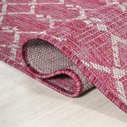 JONATHAN Y Moroccan Geometric Indoor Outdoor Area Rug 5X8 Fuchsia/Light Gray - Image 6