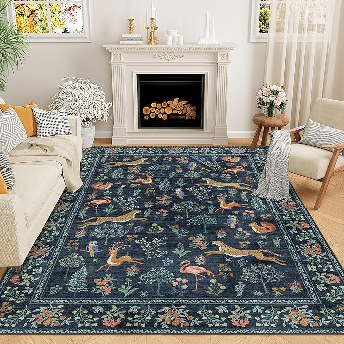DUKINO 5x7 Rug, Washable Animal Living Room Rug by DUKINO