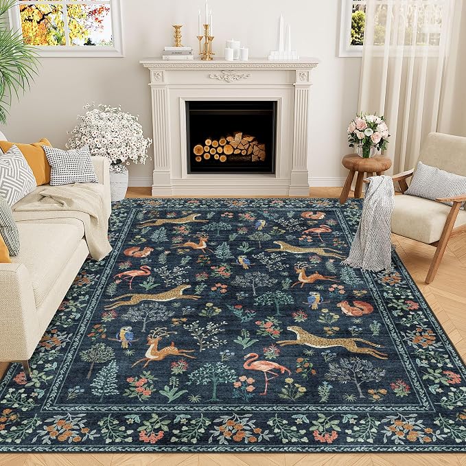 DUKINO 9x12 Rug, Washable Animal Living Room Rug by DUKINO