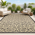 JONATHAN Y Vintage Filigree Indoor Outdoor Area Rug 5X8 Black/Khaki, Madrid by JONATHANY