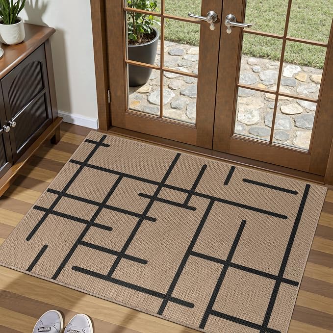 Tangsoo Easy Jute 2x3 Rug for Entryway, Small Washable Thin Outdoor Rug Modern - Image 2