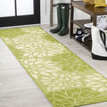 JONATHAN Y Floral Textured Weave Indoor Outdoor Runner Rug 2X10 Green/Cream by JONATHANY