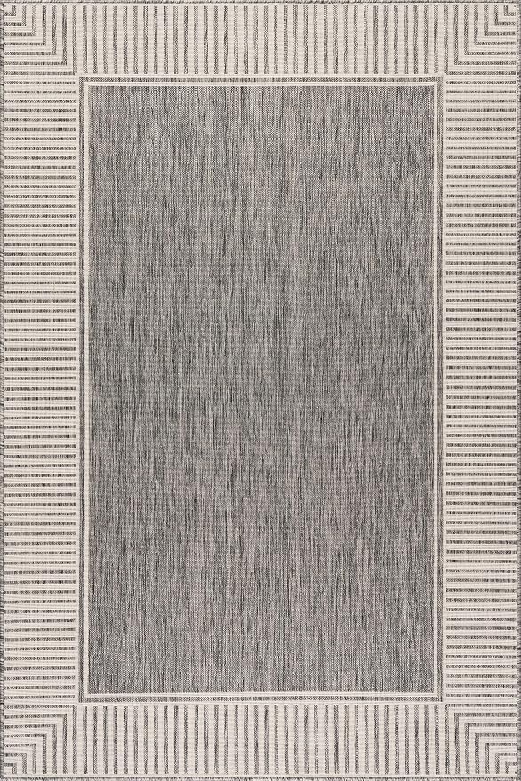 Nuloom Asha Grey/Ivory, Striped Border, Soft and Cozy, High Traffic, Easy Clean - Image 3
